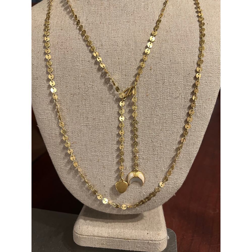 Stella & Dot Trevally Enamel Disk Chain Necklace in Gold Tone Adjustable Feminin